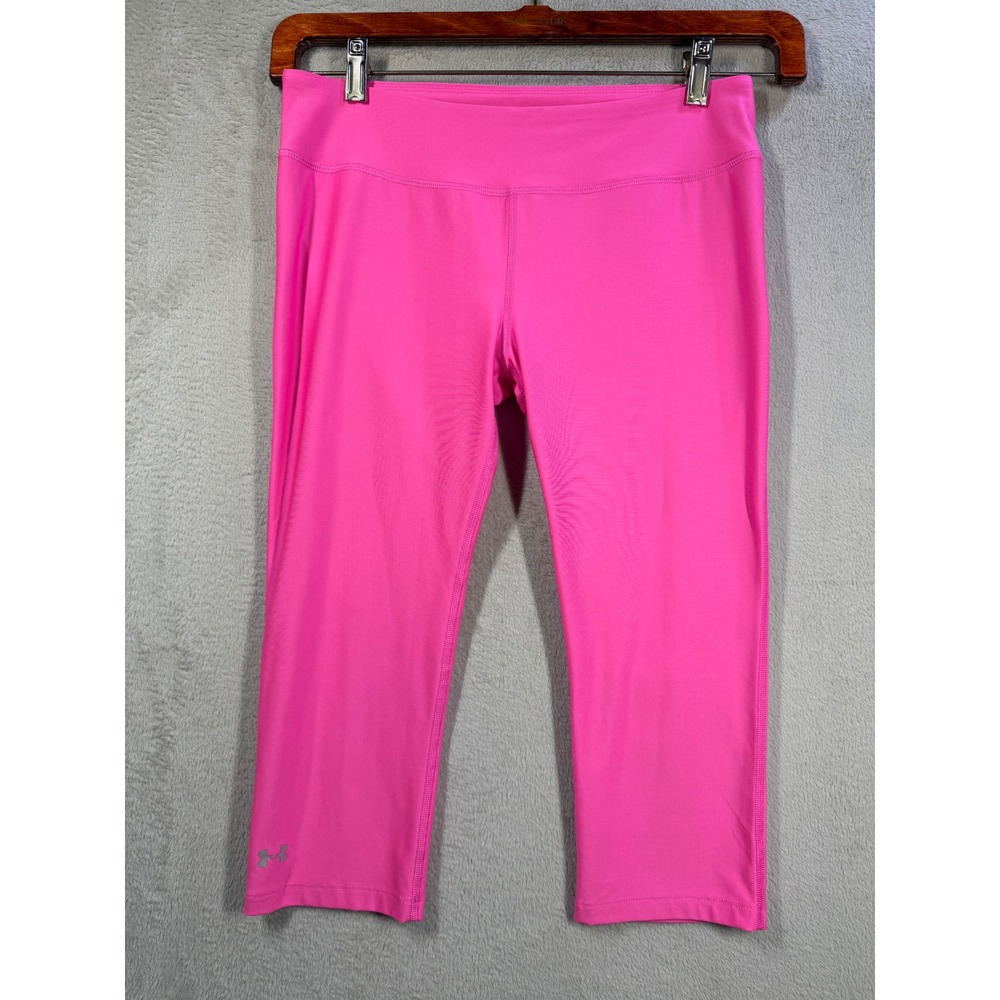 Under Armour HeatGear Leggings Womens Medium Pink Cropped Athletic Yoga Pants